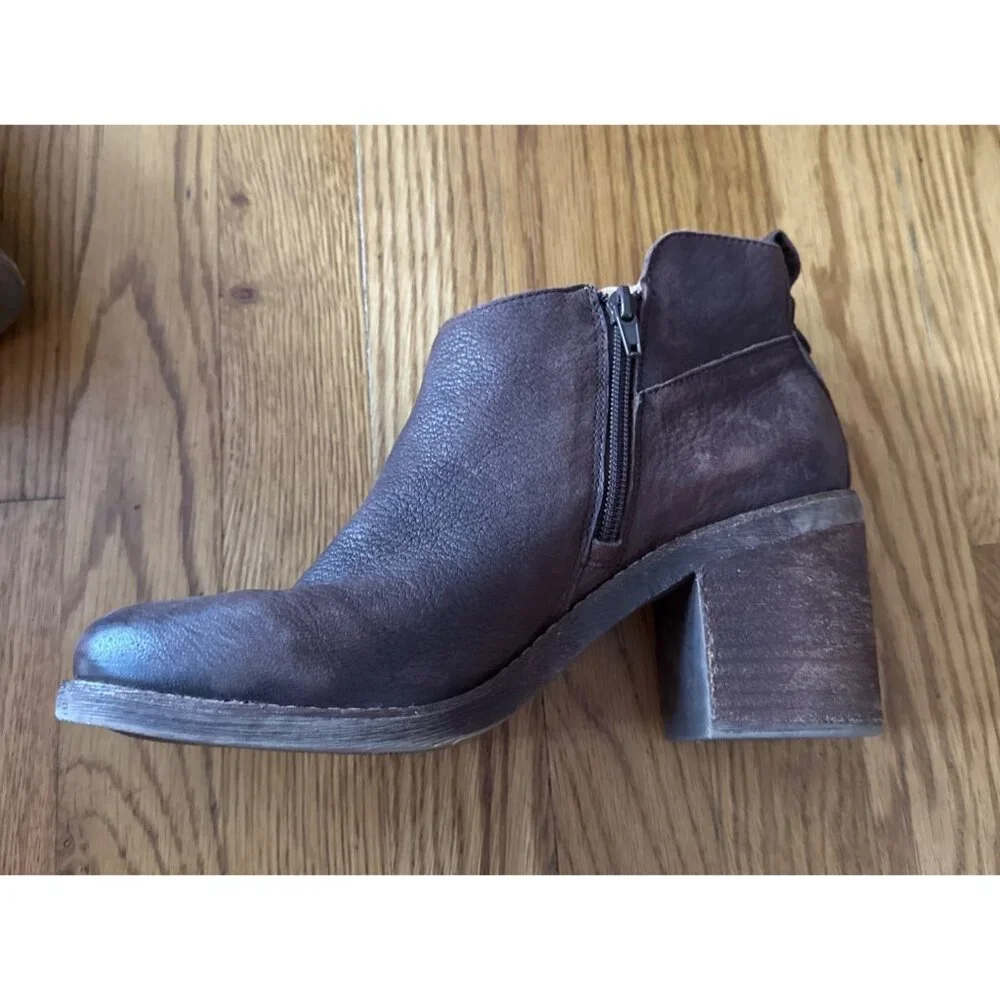 Crown Vintage Womens Ankle Boots Side Zip Brown Leather Size 9 Hashel - Picture 7 of 11